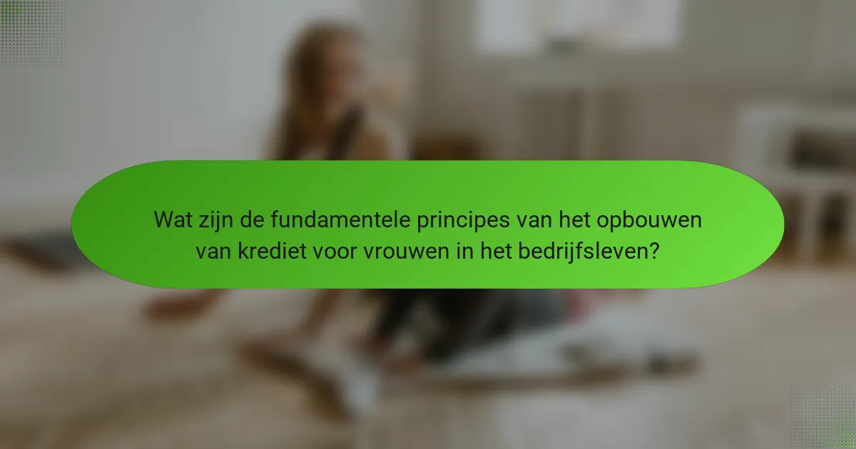 Wat zijn de fundamentele principes van het opbouwen van krediet voor vrouwen in het bedrijfsleven?