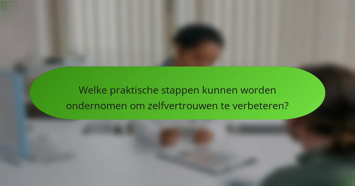 Welke praktische stappen kunnen worden ondernomen om zelfvertrouwen te verbeteren?