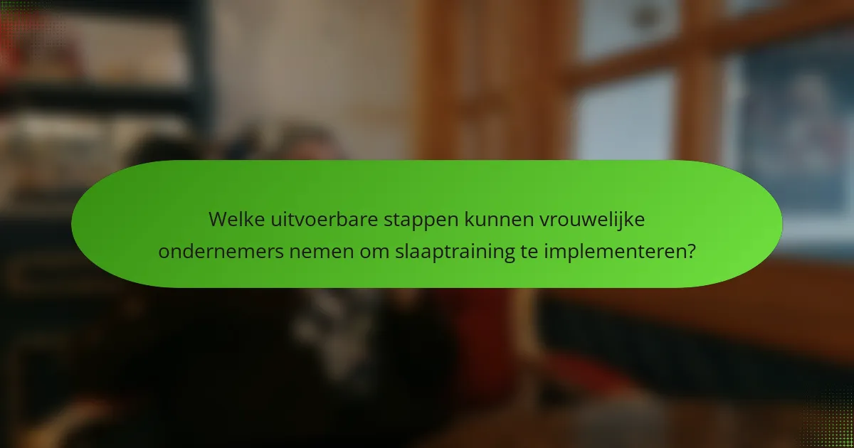 Welke uitvoerbare stappen kunnen vrouwelijke ondernemers nemen om slaaptraining te implementeren?