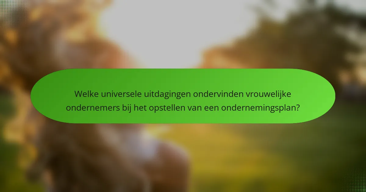Welke universele uitdagingen ondervinden vrouwelijke ondernemers bij het opstellen van een ondernemingsplan?